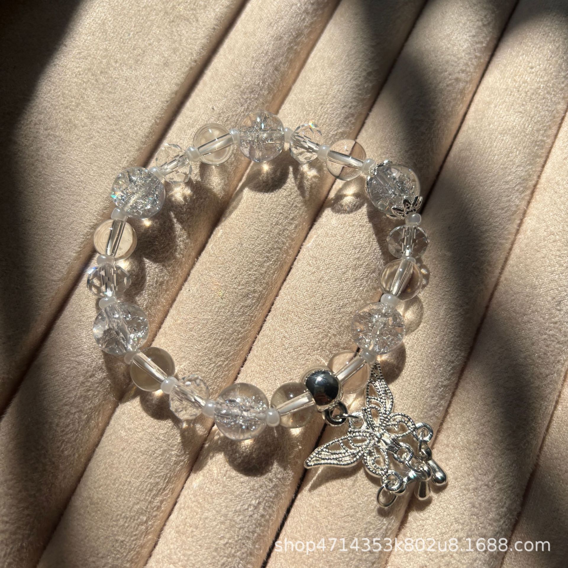 파란 나비 물방울 모조 크리스탈 폭발 팔찌 #SZ197