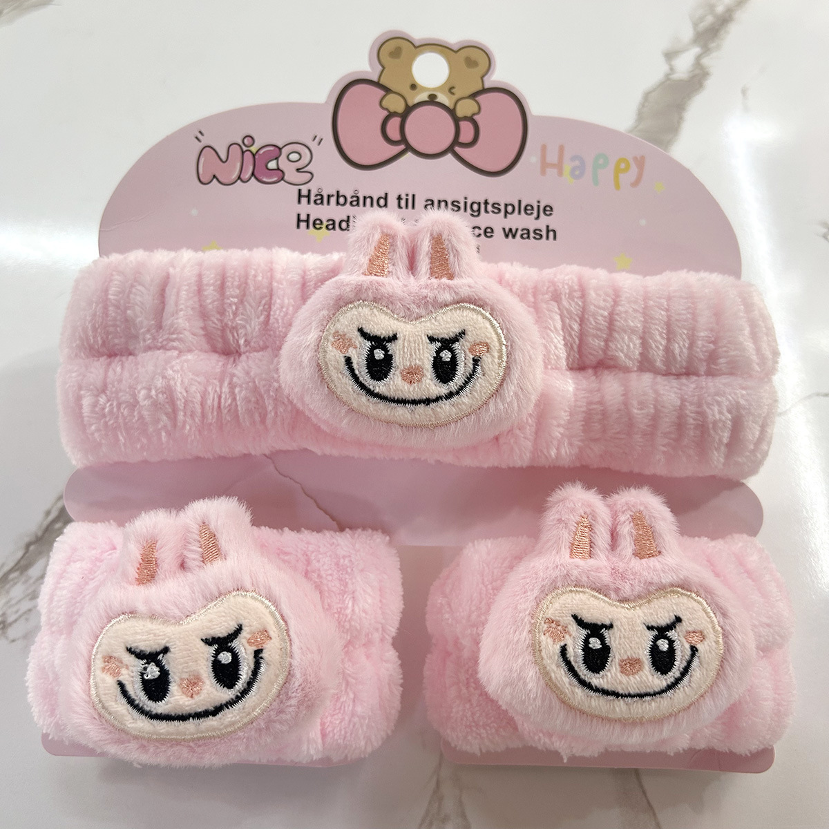 Banda de cabello de moda con tarjeta de papel dulce decoración de animales pequeños de peluche de lavado banda de cabello de dibujos animados correa de muñeca tridimensional