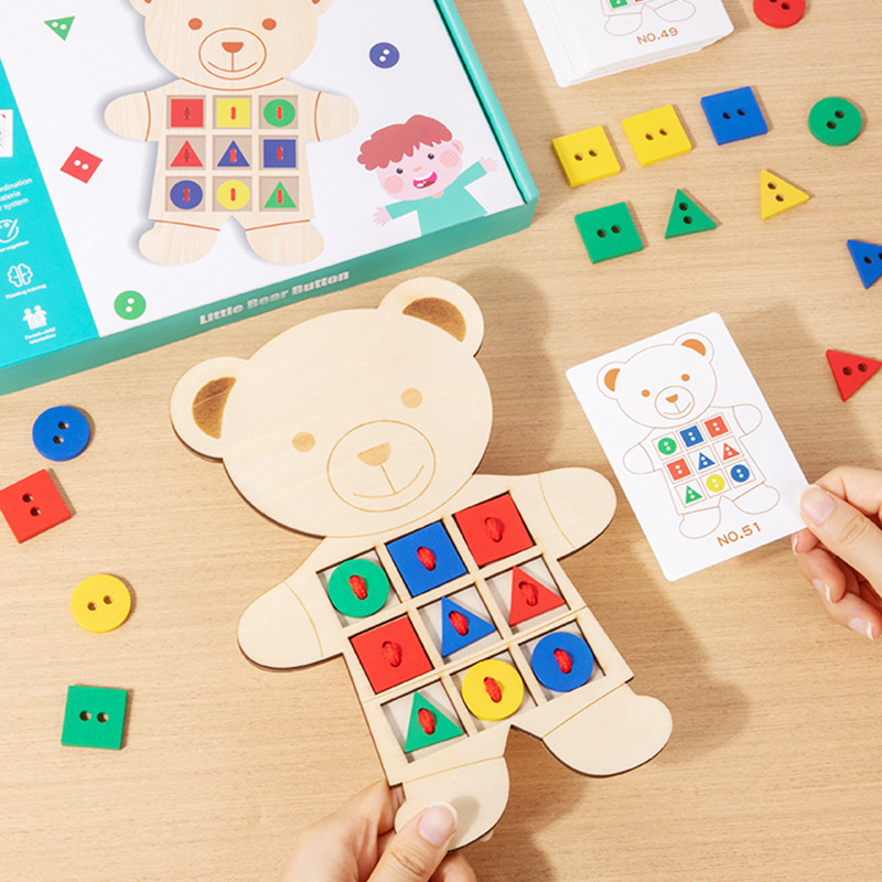 Cross-border CE CPC oso botones emparejados cuerda bordado forma de color cognitivo juegos de iluminación de la educación temprana image 2