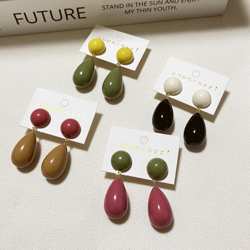 Drop Earrings Classification 1 Pair Casual Simple Style Round Water Droplets Stoving Varnish Resin Drop Earrings
