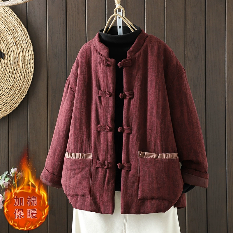 Winter quilted keep warm jacket, Chinese style, oversize, plus size