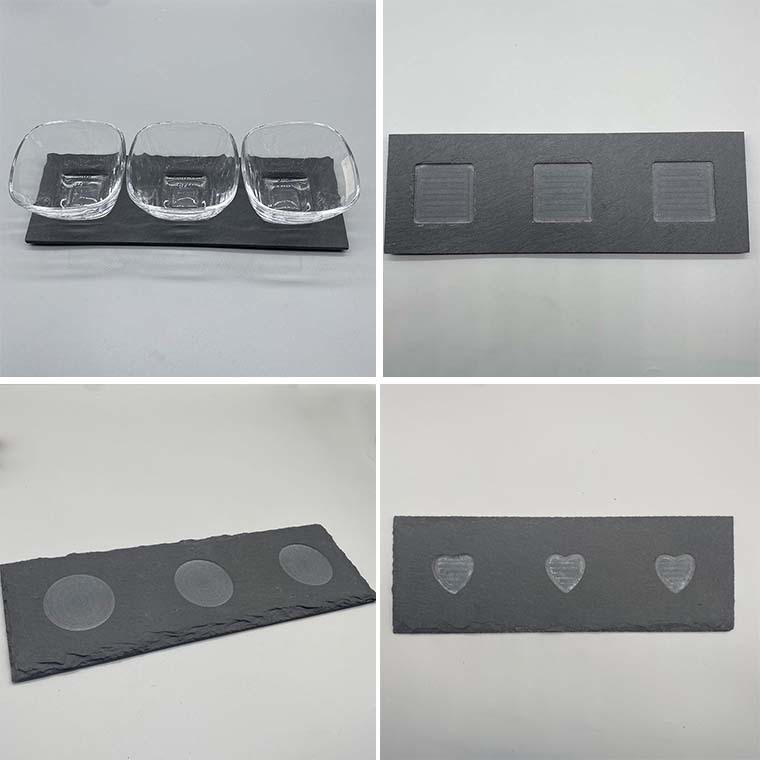 Placa de pizarra japonesa ranura rectangular taza de vino estera occidental restaurante pizarra placemat suministro directo de fábrica