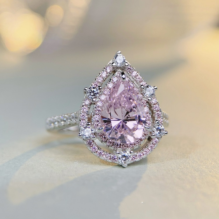 Fashion Water Droplets Sterling Silver Inlay Zircon Rings 1 Piece