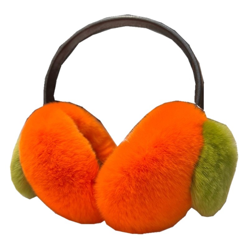 Real Rex conejo piel caqui orejeras Corea del Sur lindo felpa orejeras invierno piel orejeras estirable