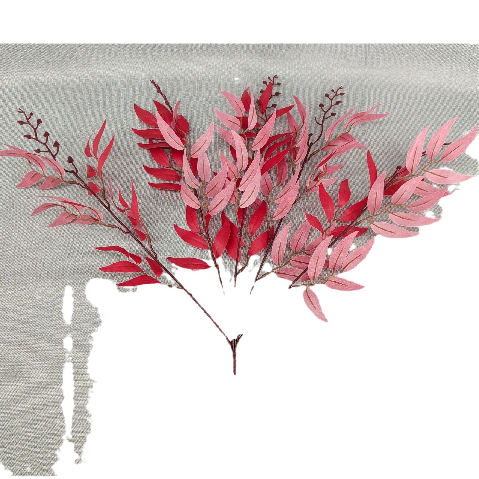 Artificial 5-Tenedor Hoja de Sauce Hoja de Langosta Planta artificial salón de bodas arreglo de flores Pantalla de hoja verde conjunto decoración flor falsa