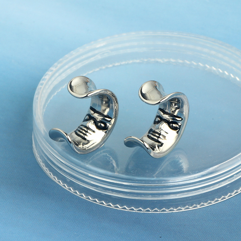 Ear Expansion Open Hollow Moon Ghost Face Auricle Ear Plugs Piercing Jewelry 16mm Stainless Steel detail image 7