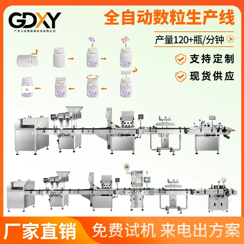 糖果软胶囊全自动数粒瓶装线 药丸片数粒生产线 消毒片灌装生产线