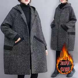 大码中长款显瘦毛呢外套女2025秋冬新款妈妈装呢子大衣冬装200斤