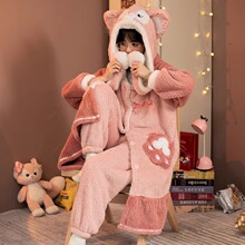 特价！！可爱卡通玲娜贝儿加厚珊瑚绒睡衣女秋冬季法兰绒睡袍浴袍