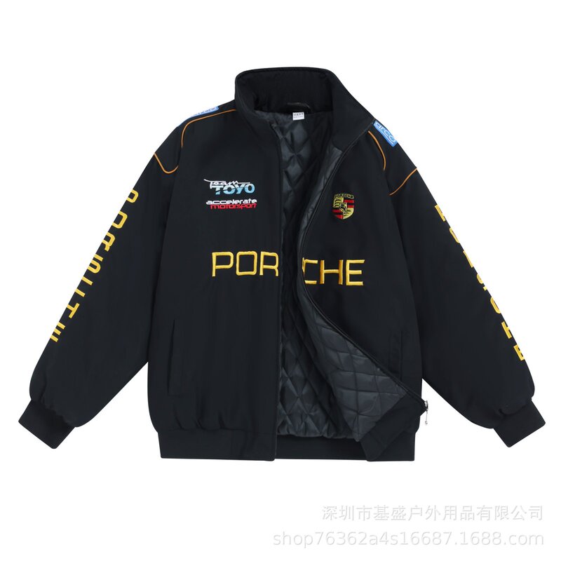 F1 Racing Suit Embroidered Jacket Cross-Border Hot-Selling Retro Motorcycle F1 Cycling Suit Plus Cotton Winter Jacket Supports Customization