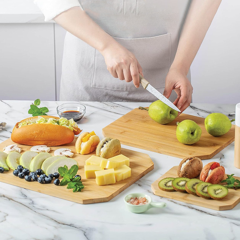 Junta de cortar de bambú conjunto de tablero de corte multifuncional tablero de cocina tablero de queso de frutas y verduras pan bandeja de sushi