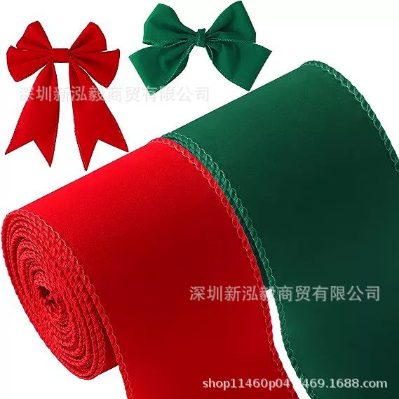 Рождественская зеленая бархатная лента 2,5-дюймовая Проводная лента Craft DIY Лента для упаковки подарков