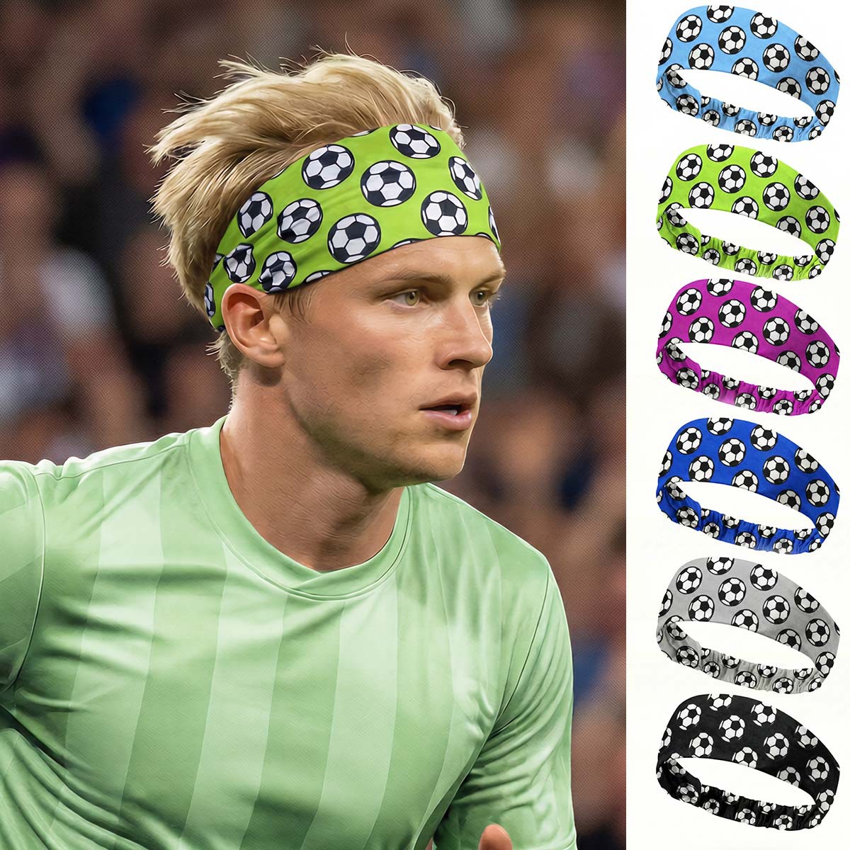 New Style Fan Headband for the World Cup in the Us, Canada, and Mexico, Elastic Football Print Sports Headband, Sweat-Absorbing Cycling Headband
