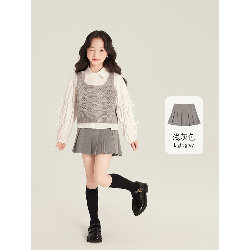 Verano nuevo color sólido niña JK falda de niño vestido de corte universal estilo básico de verano simple japonés falda corta