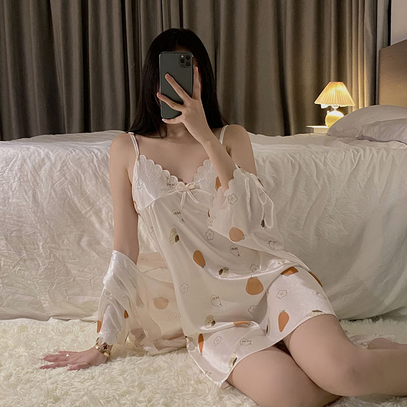 2024 verano encaje de hielo sexy cabina pijama de dos piezas Kimono de dos piezas Ropa de baño ropa para el hogar