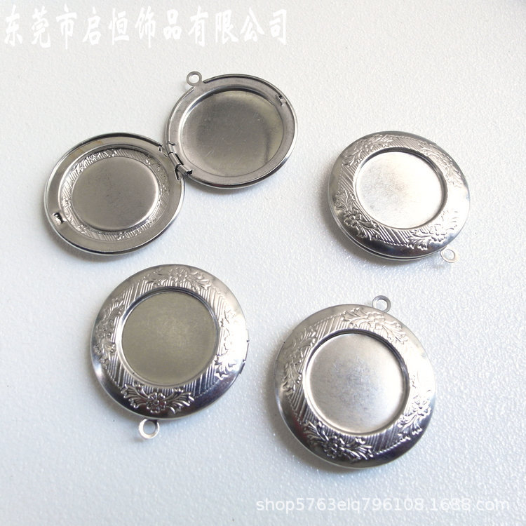 DIY jewelry/316 stainless steel round pattern phase box/drill pocket watch pendant manufacturers wholesale