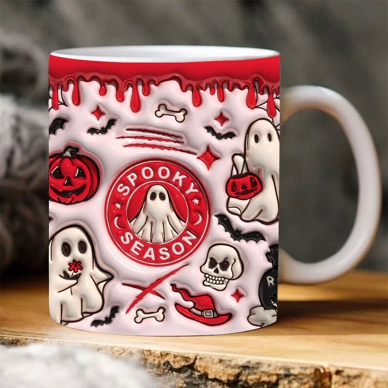 国境を越えた3d SPOOKY幽霊hallowenコーヒーマグカップ水杯ハロウィーンカボチャPumpkin|undefined