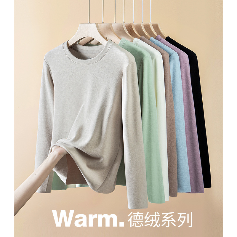 Nuevo traje de ropa interior térmica para mujer de otoño e invierno, cuello alto, color sólido más terciopelo, almacenamiento de calor grueso, ropa de otoño, pantalones largos en stock