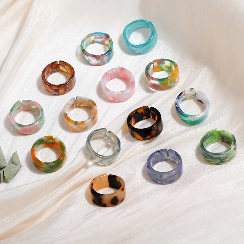 Wholesale Jewelry Retro Smudge Color Acrylic Geometric Ring Nihaojewelry display picture 22