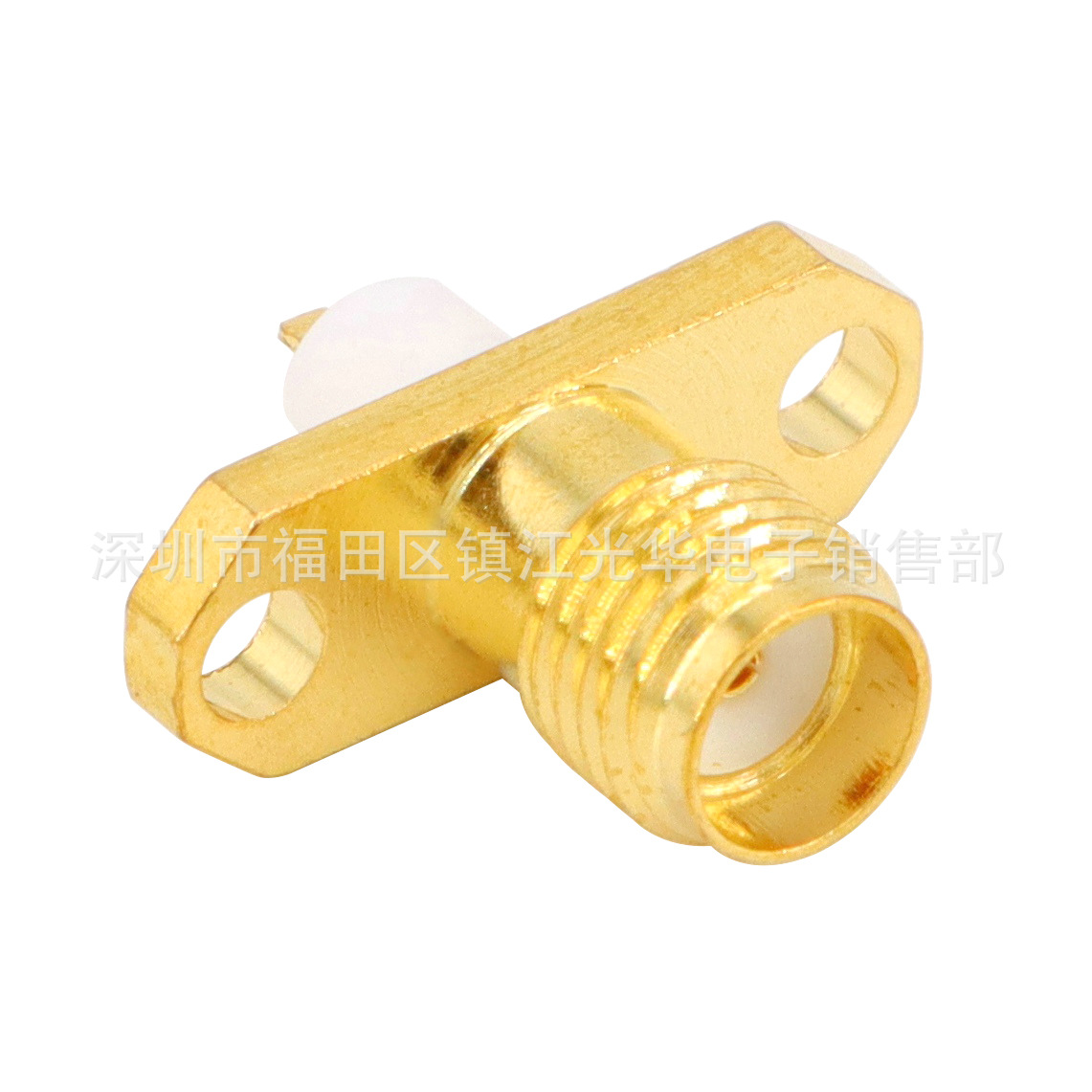 射频同轴连接器SMA母外螺内孔菱形双孔方板带法兰盘天线座SMA-KFD