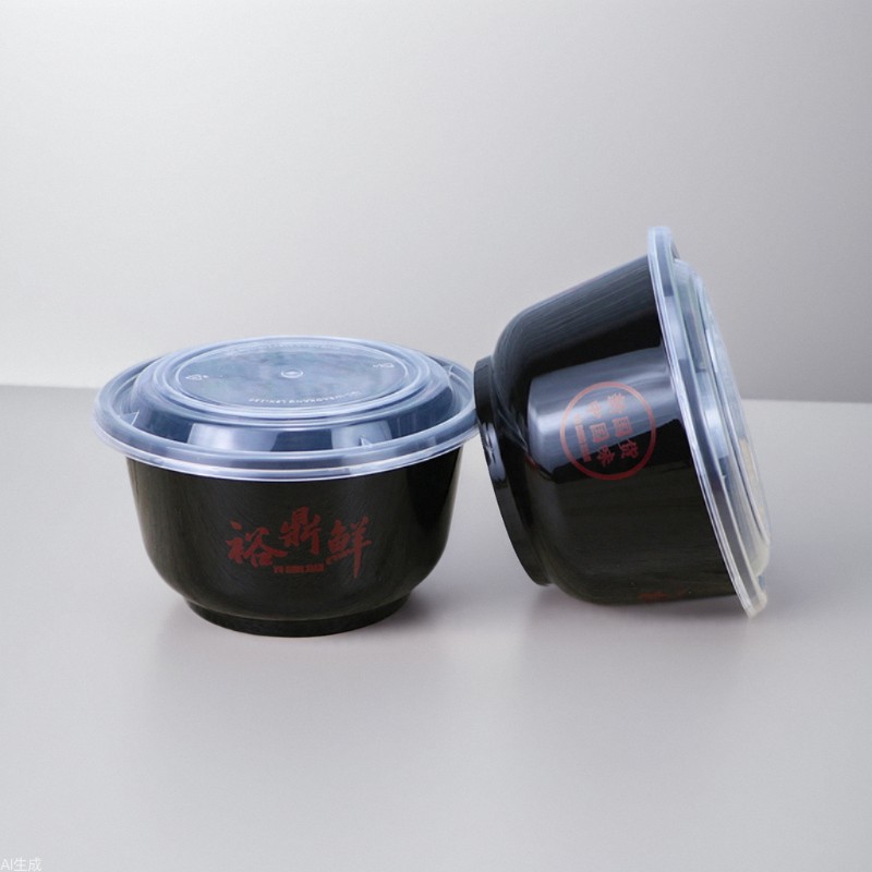 Lonchera desechable con tazón para polvo de hielo y palillos, contenedor redondo transparente de plástico de 500 ml para sopa dulce, papillas, comida para llevar, bolas de taro.