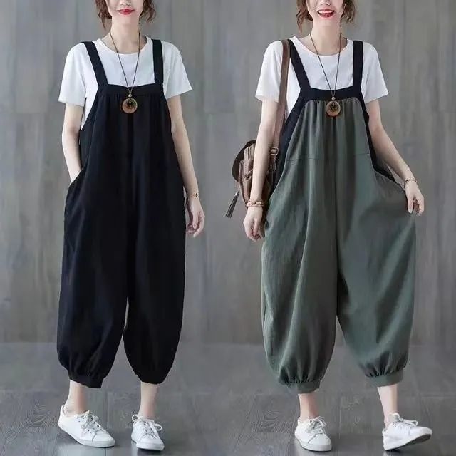 Jumpsuit Plus Size Women's Loose Age-Reducing Casual Overalls Summer New Style Artistic Color Matching Harem Jumpsuit