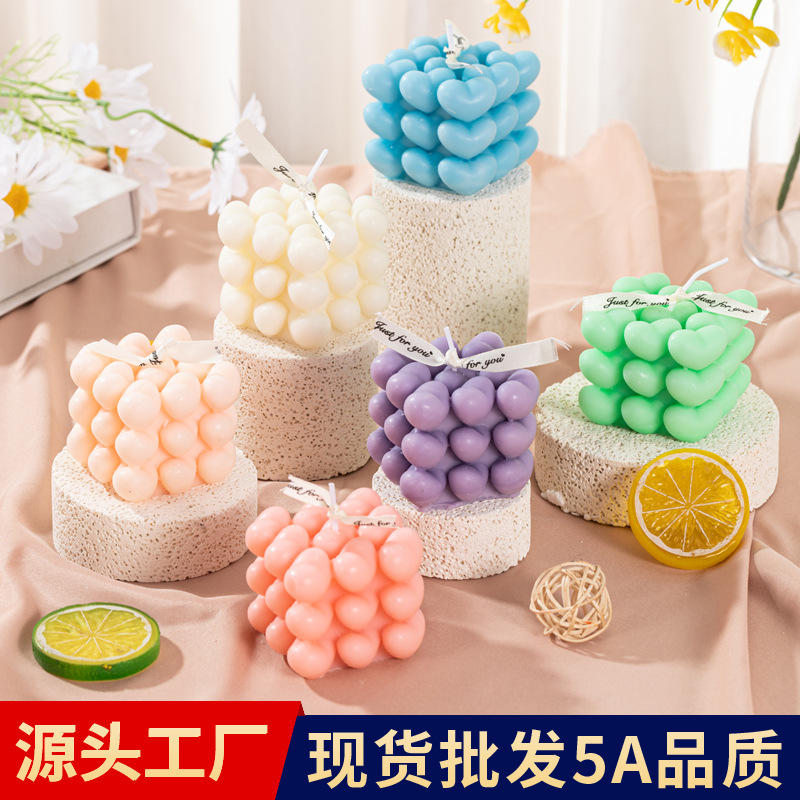 Amor cubo de balsamosa vela de regalo de San Valentín, estilo creativo artesanal en decoración interior vela