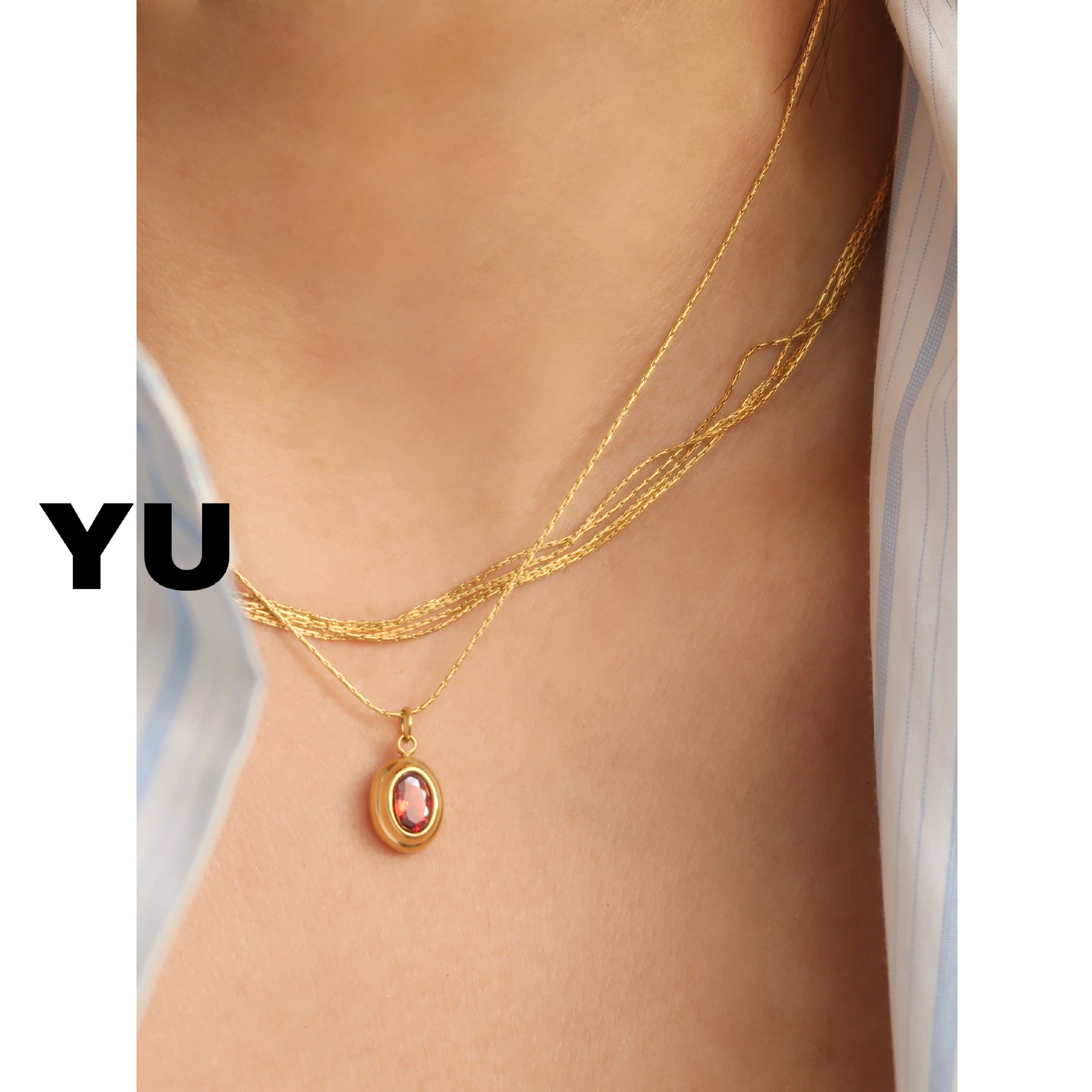 10g Weight Zircon Inlay Material Pendant Necklace Classification 1 Piece Quantity Daily Occasion Titanium Steel Material Oval Pattern Women's Gender Plating, Inlay Design Retro Style Titanium Steel Retro Oval Plating Inlay Zircon Pendant Necklace 19