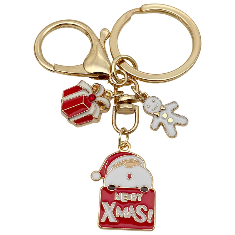 クロスボーダーサンタクロースの日クリスマスツリーデーかわいいキーホルダー合金キーチェーンバッグペンダントジュエリー小さなギフト|undefined