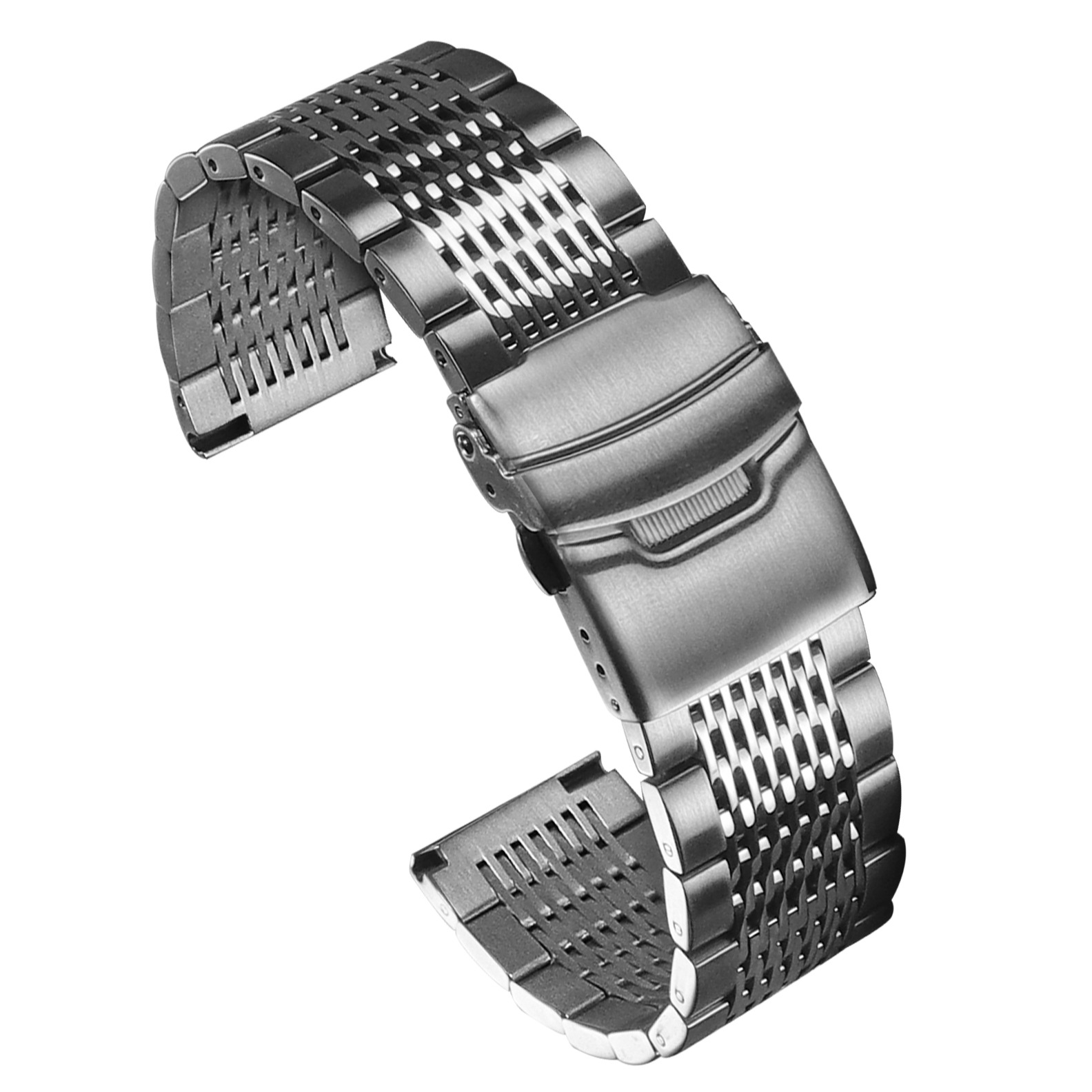 Correa de acero sólido, pulsera inteligente de liberación rápida, correa de 15 cuentas, correa 22/24, hebilla de seguridad, correa de cuarzo