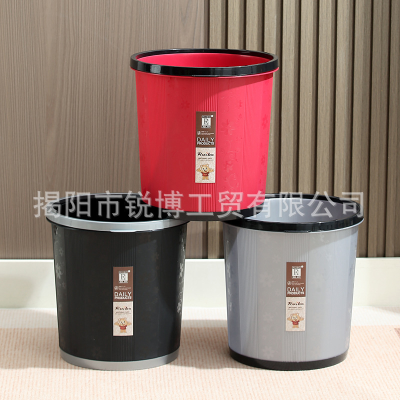 Ruibo Plastic Household Paper Basket, Kitchen Trash Can with Pressure Ring Design, Transparent Material Without Lid Paper Basket Ruibo Plastic Household Paper Basket, Kitchen Trash Can with Pressure Ring Design, Transparent Material Without Lid Paper Basket