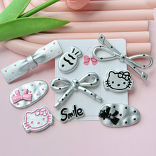 小众黑白蝴蝶结水滴椭圆配件DIY手工材料发夹波点配饰洞洞鞋搭配