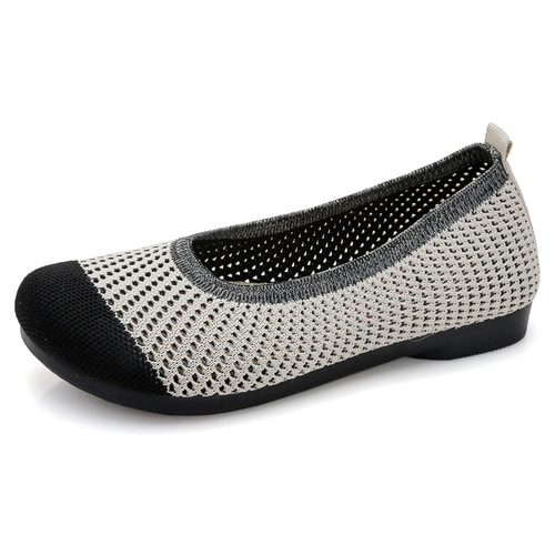 Spring and summer breathable women's network shoes, slip-on lazy shoes, old Beijing cloth shoes for women, wide head mother shoes, round head breathable and lightweight