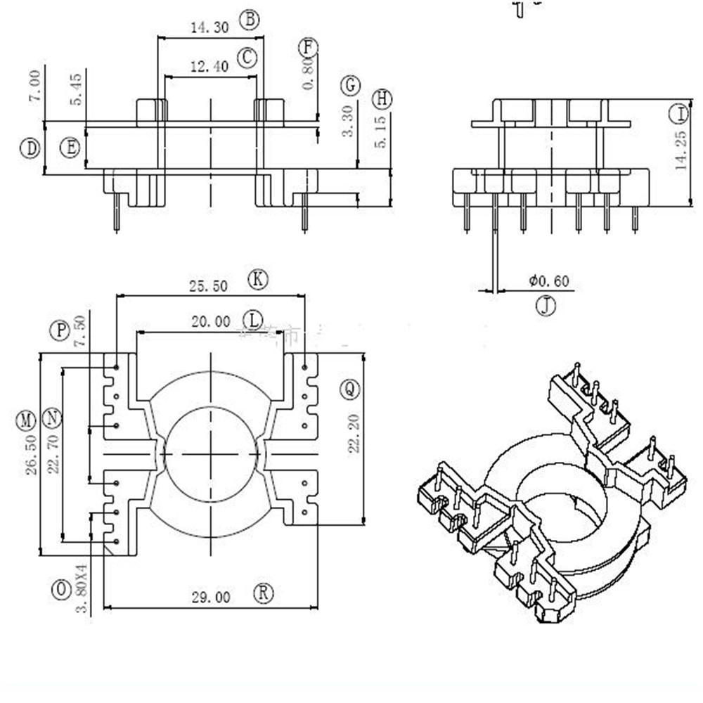 PQ2614高频变压器骨架立式5+6PQ2614电木骨架