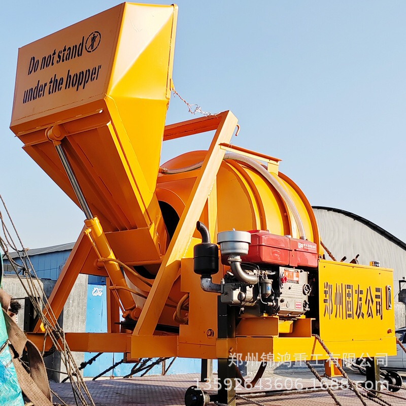 JZC350 diesel concrete mixer 350L flip-dump loading cement slurry drum gear transmission mixing machine