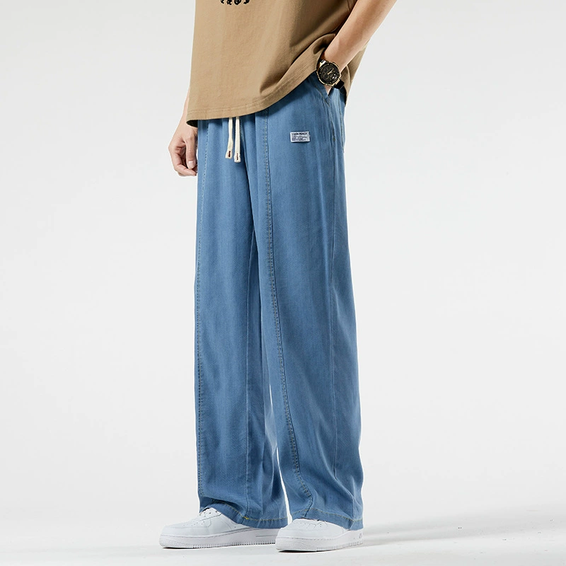 Летние тонкие джинсы, шелковые брюки, градиент, свободный прямой крой