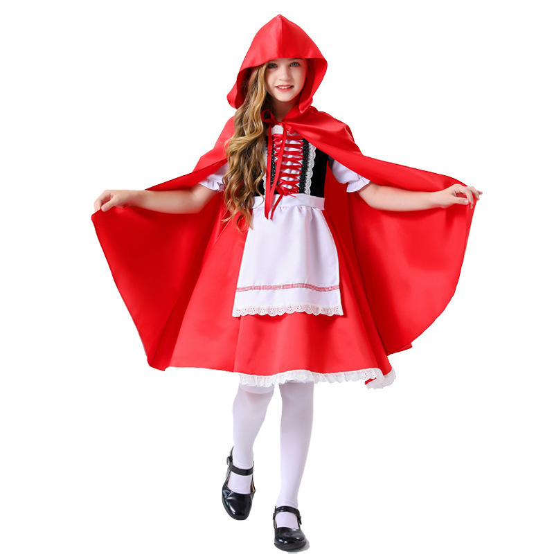 Foreign Trade Kidsren's Halloween Little Red Riding Hood Costume Cosplay Performance Costume Princess Skirt Dress Suit
