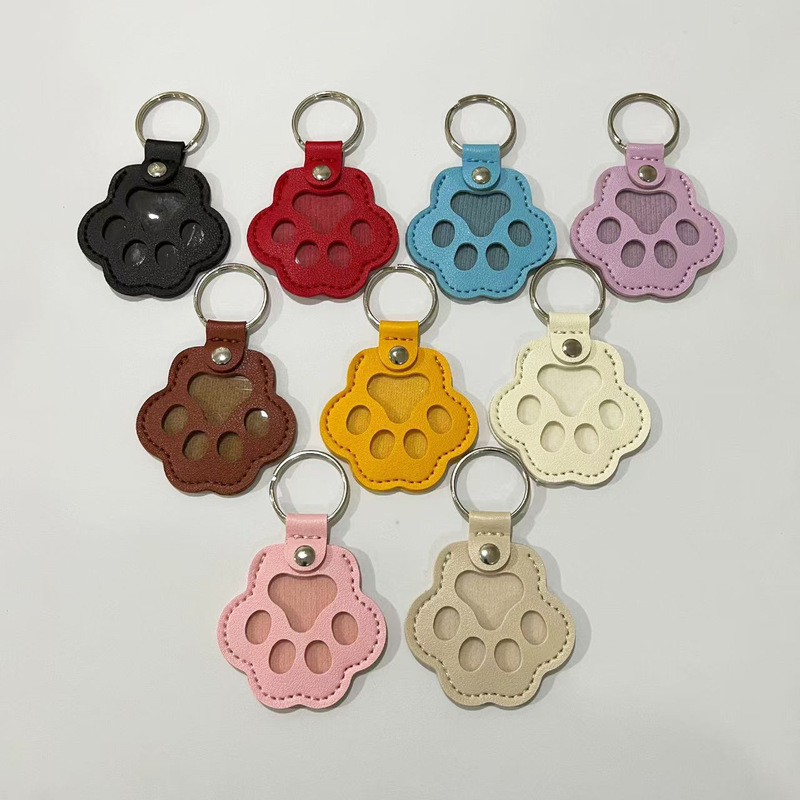 New Leather Keychain Creative Cat and Dog Hair Pet Keychain Access Card Storage Pendant Keychain