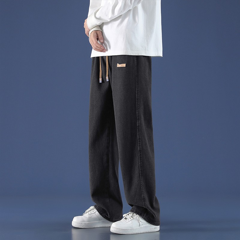 Pantalones vaqueros de mezclilla para hombre 2025, estilo primavera y otoño, pantalones de pierna ancha rectos y holgados de verano, pantalones de marca a la moda para hombre