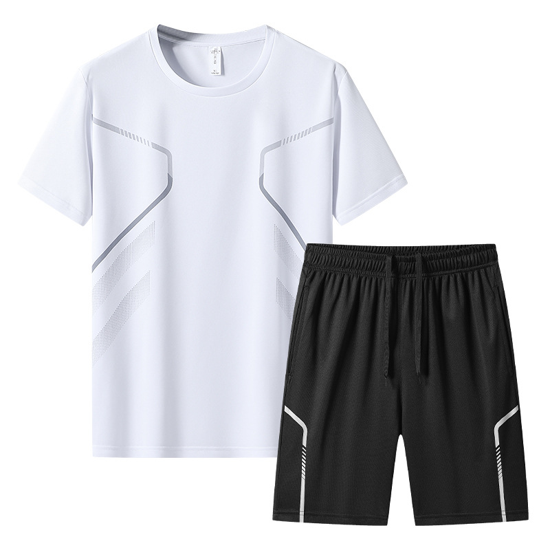 Trajes deportivos de verano para hombres correr mangas cortas ropa seca rápida camiseta de baloncesto ropa de entrenamiento de acondicionamiento físico de comercio exterior dos piezas