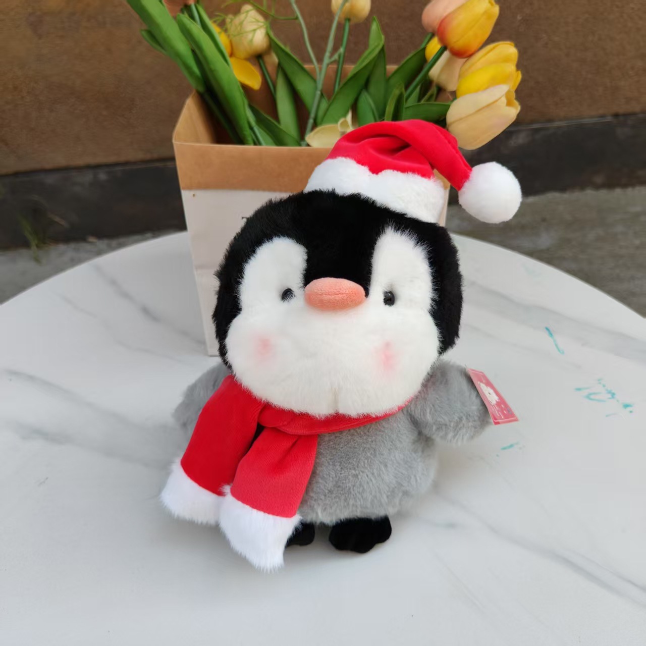 Regalos de Navidad Papá Noel juguetes de peluche bufandas rojas lindas pingüinos osos polares muñecas al por mayor