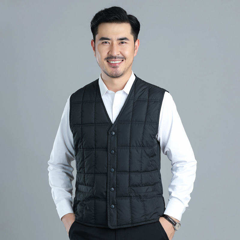 Autumn/Winter Men's Vest, Plus Size, Extra Fit, Cotton Vest for Fathers, Warm Vest for Grandfathers