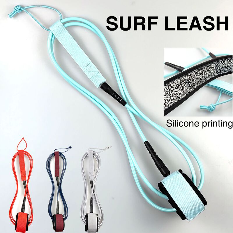 Cross-border in stock surf rope 7mm wire diameter various specifications surfboard foot rope with silicone printing surf foot rope