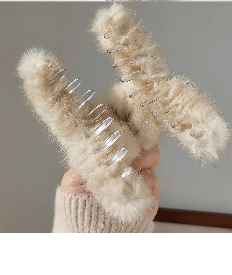 Hair clip Premium plush clip Oversized style back of head shark clip_voghion.com