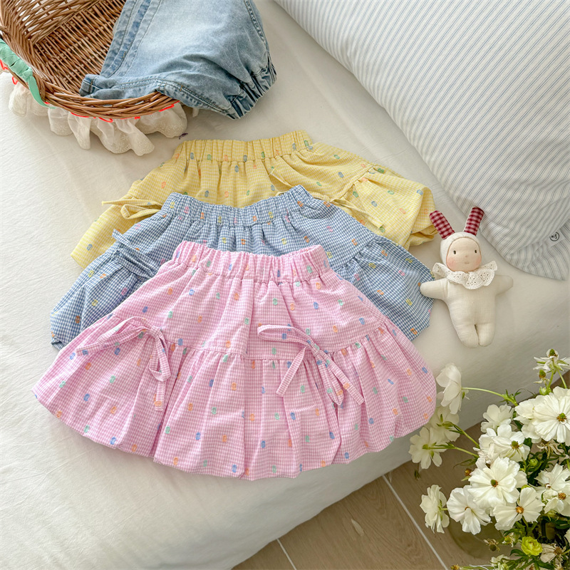 Falda de flor de siete flores de limón salado, falda de media longitud, nueva falda de pastel de cintura alta elástica de verano con volantes