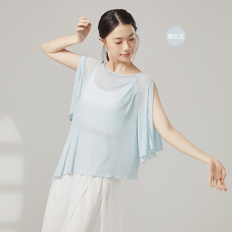 古典舞练功服夏宽松纱衣仙气飘逸舞蹈服演出服练功服上衣|undefined