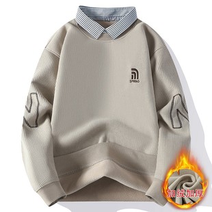 2024 autumn and winter popular fleece-lined sweater men's 0316