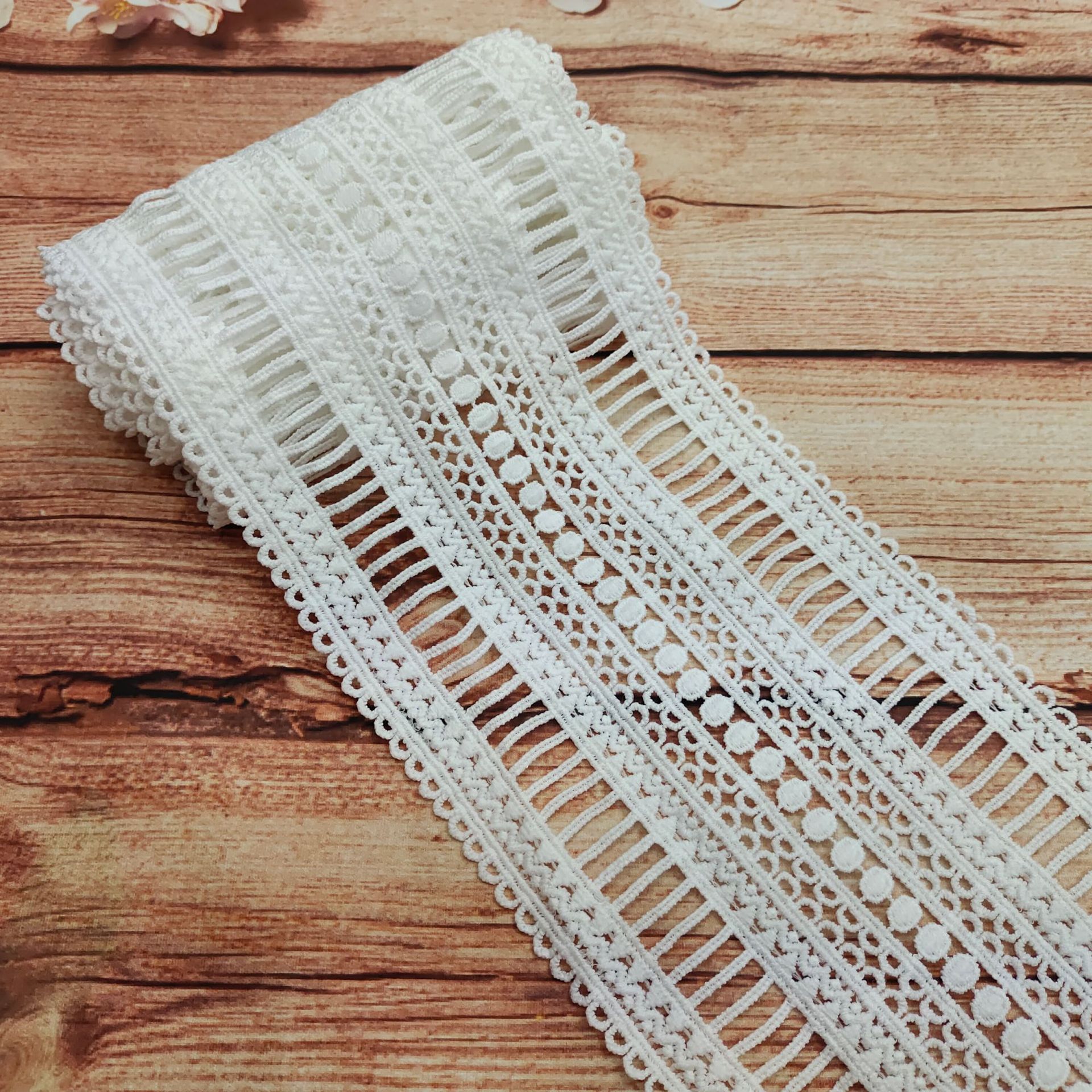 牛奶丝多排花楼梯圆点小牙边蕾丝花边中宽服装DIY配饰水溶绣花