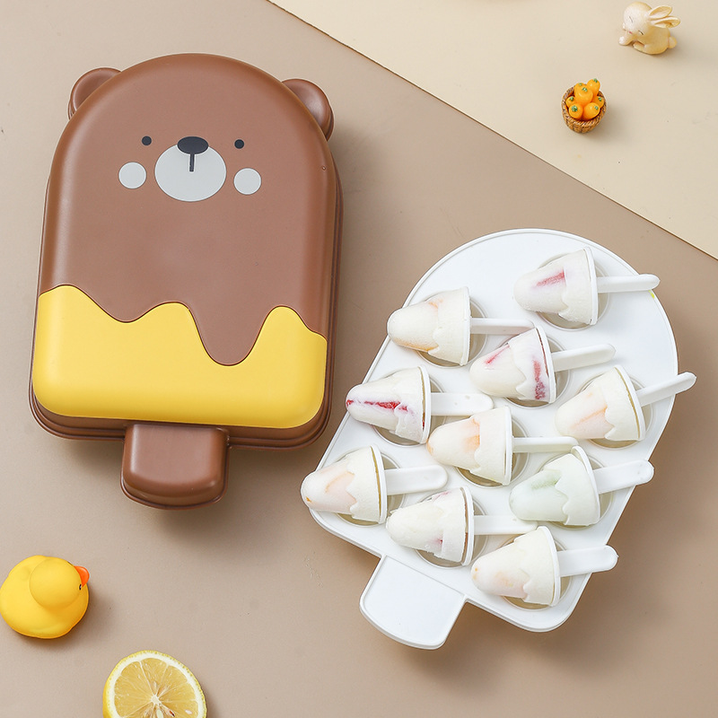 Molde de helado de oso Popsicle contenedor de helado máquina de hielo caja de pudín molde de paleta de hielo casero