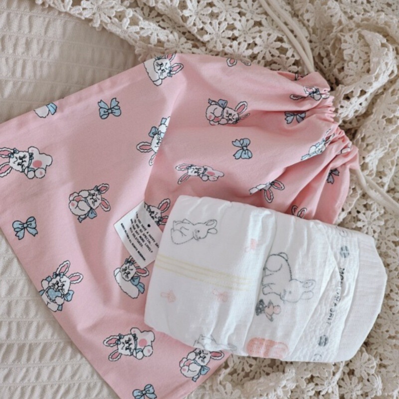 Korean Ins Cute Rabbit Drawstring Flap Pocket Pants Home Decoration Large Capacity Sundries Baby Diaper Cosmetics Bag
